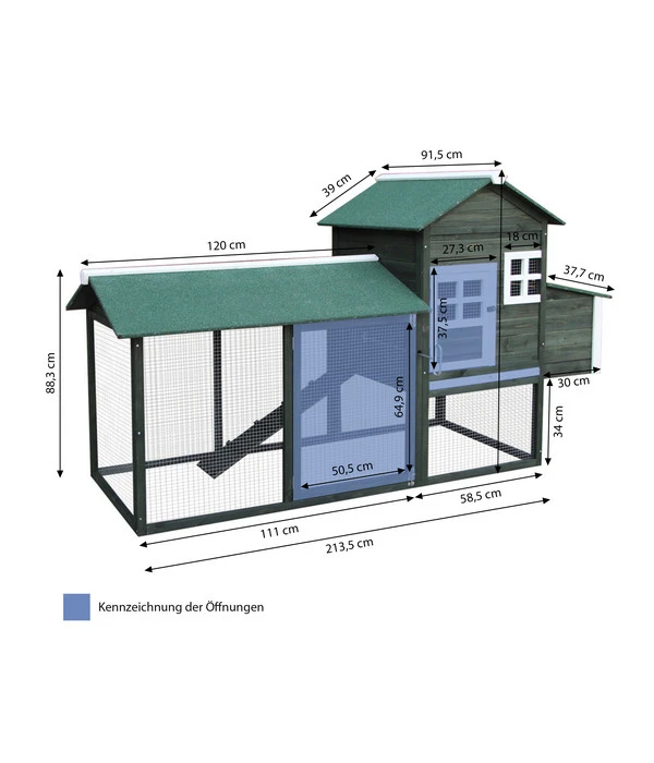 Dehner Hühnerstall Happy Farm Happy Hen, Ca. B213,5/H122/T91,5 Cm 6 Dehner Hühnerstall Happy Farm Happy Hen, Ca. B213,5/H122/T91,5 Cm – Bild 6