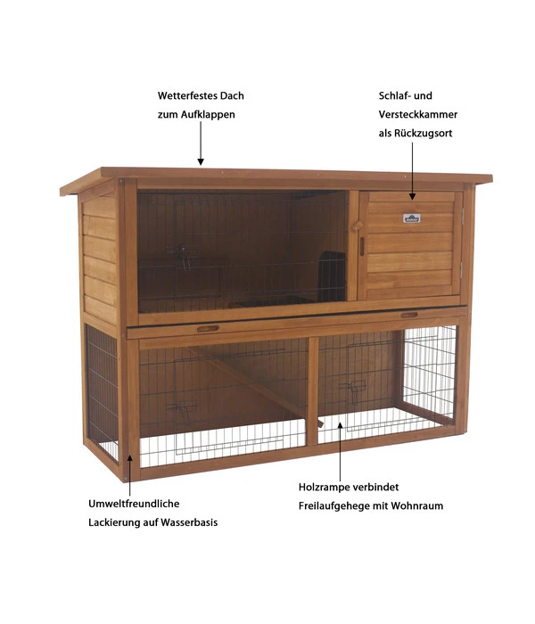 Dehner Kaninchenstall Hoppel, Ca. B136,4/H92/T50 Cm 2 Dehner Kaninchenstall Hoppel, Ca. B136,4/H92/T50 Cm – Bild 2