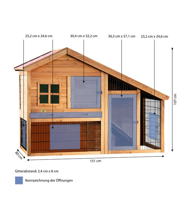 Trixie Natura Kleintierstall Mit Freilaufgehege, Ca. B151/H107/T80 Cm 4 Trixie Natura Kleintierstall Mit Freilaufgehege, Ca. B151/H107/T80 Cm – Bild 4