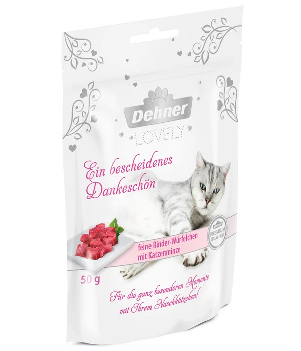 Dehner Premium Lovely Katzensnack Ein Bescheidenes Dankeschön, 50 G 1 Dehner Premium Lovely Katzensnack Ein Bescheidenes Dankeschön, 50 G