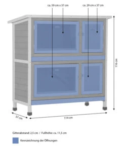 Dehner Kaninchenstall Original Mit Wärmedämmung, Ca. B114/H116/T57 Cm -Garten Und Außenbereich 4440830 WE BG 001 DehnerMarkenqualitaetKaninchenstallIsoliertBlauMG