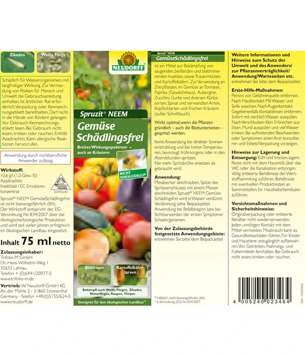 Neudorff Spruzit® Neem Gemüse Schädlingsfrei, 75 Ml 2 Neudorff Spruzit® Neem Gemüse Schädlingsfrei, 75 Ml – Bild 2