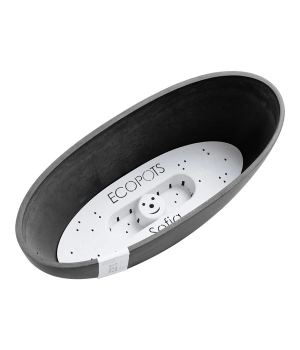 Ecopots Kunststoff-Schale Sofia Mit Wassersystem, Oval, Dunkelgrau, Ca. B30/H13,5/T13 Cm 5 Ecopots Kunststoff-Schale Sofia Mit Wassersystem, Oval, Dunkelgrau, Ca. B30/H13,5/T13 Cm – Bild 5