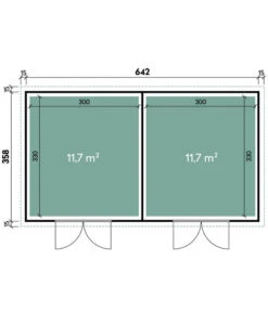 Wolff Finnhaus Gerätehaus Eleganto Twin Plus 6436, Ca. B672/H260/T388 Cm -Garten Und Außenbereich 6618706 WE BG 001 FinnhausGeraetehaus