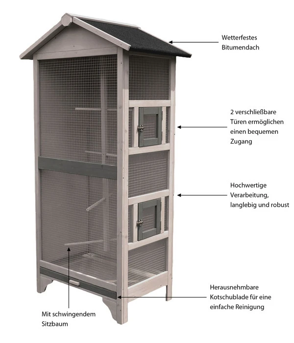 Flamingo Voliere Nevada Cottage, Hellgrau, Ca. B78/H157,5/T57 Cm 2 Flamingo Voliere Nevada Cottage, Hellgrau, Ca. B78/H157,5/T57 Cm – Bild 2