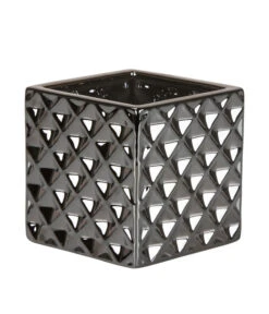 Scheurich Keramik-Übertopf Titanium, Quadratisch, Silber