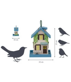 Dobar® Wildlife Vogelhaus Spring, Kiefer, Blau/weiß, Ca. B18/H23/T18 Cm -Garten Und Außenbereich 6689566 6689574 6689582 6689590 6689608 WE DE 000 Massgrafik DobarWVWesternVHSpringSchoolCafeWelcomeRestaurant