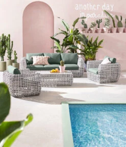 Dehner Flechtlounge Bali, 4-teilig -Garten Und Außenbereich 6705305 WE MO 001 LoungeBaliNEU