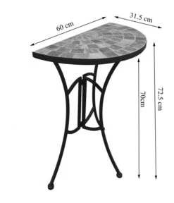 Dehner Mosaiktisch Grazia Halbrund, Ca. B60/H72,5/T31,5 Cm -Garten Und Außenbereich 6875132 WE DE 001 TischhalbrundGraziaSkizze