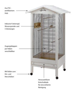 Ferplast Vogelvoliere Hemmy, Weiß, Ca. B84/H165/T65 Cm -Garten Und Außenbereich 6953129 WE IG 003 FerplastVKHemmy