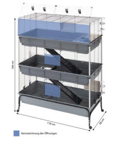 Ferplast Nagerheim Rabbit 120 Tris, Grau, Ca. B118/H166/T58 Cm -Garten Und Außenbereich 6953178 WE BG 001 FerplastNagerKRabbit120TrisM