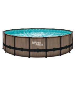 Summer Waves Frame Pool Elite, Teak, Rund